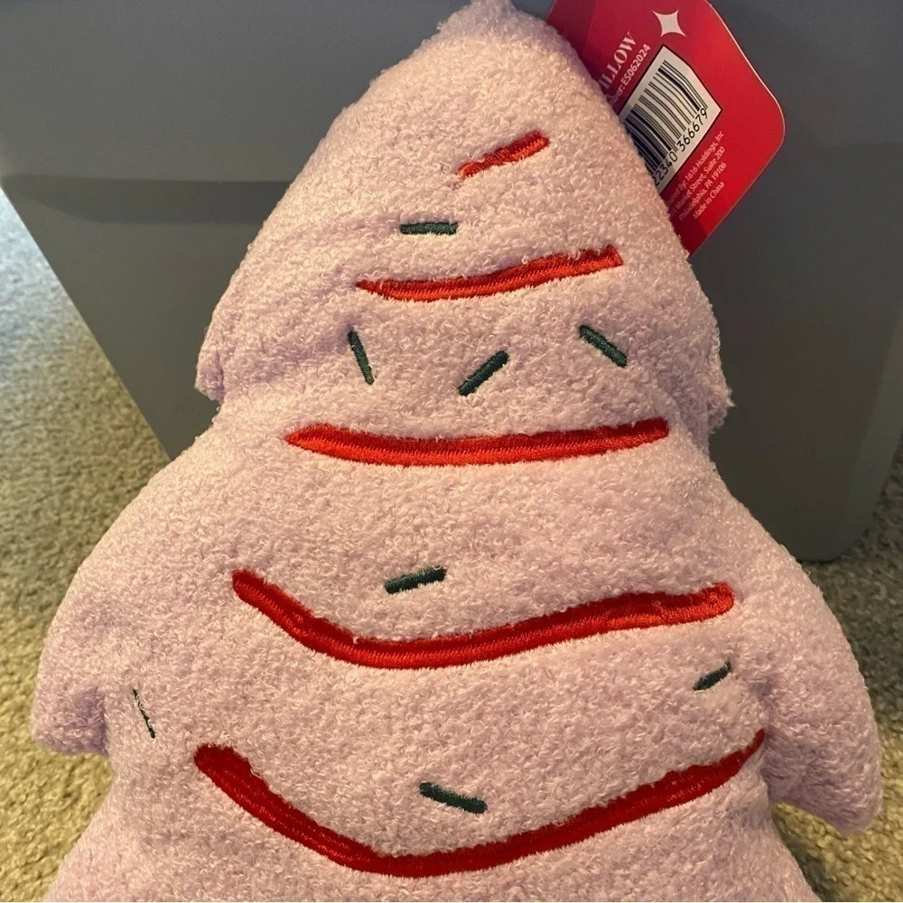Little Debbie’s Christmas Tree Plush Pillow NEW Purple Red Green Decor Throw